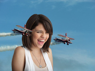 gentle collage mega brunette goddess smiling celebrity short_hair airplane shrunken_people laughing smoke sky garcia_accasbel necklace selena_gomez sgg