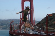 giantess collage mega long_hair bridge destruction brunette kick foot_crush cruel levis vehicles hat flip_flops garcia_accasbel golden_gate_bridge vehicle_crush