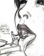 drawing vore monochrome tongue anime shrunken_men shrunken_woman
