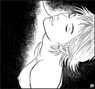 drawing karbo vore monochrome short_hair swallowed