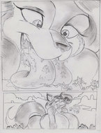breasts drawing giantess vore furry rabid tail city comic monochrome tongue huge_breasts story fox_girl
