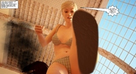 crush feet manga blonde black_hair barefoot blood story shrunken_men sandals lingerie jessi_and_vicky tiny_mk digital_render