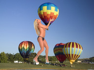 breasts giantess swimsuit high_heels photograph balloons