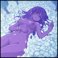 breasts drawing giantess karbo nude pussy fantasy anime elf field flowers elf_girl