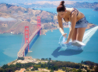 giantess collage mega bridge water playful golden_gate_bridge
