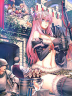 drawing gentle giantess color long_hair clothed anime pink_hair medieval sitting warrior aoi_subaru