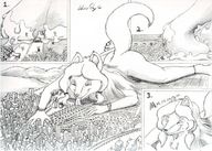 drawing giantess nude vore furry city mega comic monochrome long_hair tongue destruction vehicles mrhappy1987 dog_girl