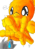 drawing crush pokemon furry anime low_angle unknown_artist looking_down bird source_needed no_background talons sweat_drop torchic