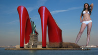 collage giga city mega swimsuit destruction water high_heels island unknown_artist kristina size_comparison statue new_york_city statue_of_liberty