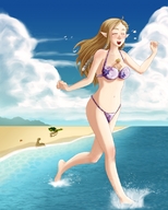 giantess swimsuit beach link_(the_legend_of_zelda) princess_zelda_(the_legend_of_zelda)