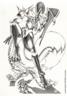 drawing giantess crush arguswulfe furry monochrome destruction foot_crush
