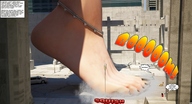 breasts giantess crush black_hair handheld barefoot finger blood hand jessi_and_vicky ankle_bracelet point_of_view tiny_mk digital_render
