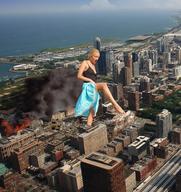 giantess collage destruction barefoot