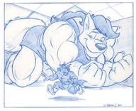 growth giantess furry macro wolf smiling muscles help mataki workout