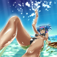 giantess color swimsuit ocean macross_frontier klan_klan macross klan_klein elf boats dark_skin zentradi caramel_toone