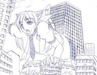 drawing giantess masturbation city mega monochrome anime lineart cat_girl humping