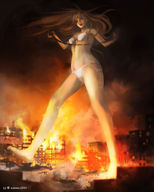 giantess feet city mega long_hair swimsuit destruction barefoot painting cruel tokiwa