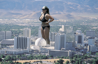 breasts giantess collage mega large_breasts swimsuit