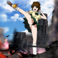 giantess city mega destruction anime kick