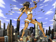 breasts drawing giantess crush city mega color swimsuit destruction attack barefoot rampage cleavage anime tank omc
