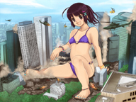 drawing giantess crush feet city color swimsuit destruction helicopter anime military tank sitting