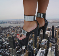 collage city mega destruction high_heels unknown_artist skyscraper river platforms red_nails long_toenails giantess_feet