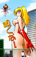 drawing giantess nude pussy blonde color butt buildings gloves apricot_garden looking_back