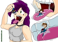 drawing giantess vore tongue saliva anime purple_hair shrunken_men chibichan fantasize misery