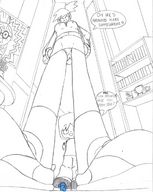 breasts drawing giantess micro panties upskirt skirt anime jodagee ponytail shrunken_men bloo frankie_foster mac jacket top dialogue bare_legs fosters_home_for_imaginary_friends cartoon_network