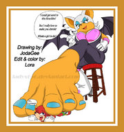 breasts drawing feet furry color barefoot cleavage anime sitting foot_crush sonic_the_hedgehog knuckles shrunken_man echidna rouge_the_bat