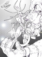 breasts drawing arguswulfe nude furry dragoness anthro monochrome giant handheld shrunken_woman