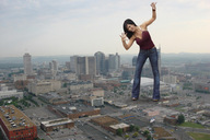 giantess city mega black_hair jeans