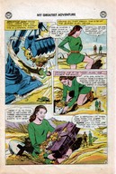 breasts drawing giantess manga mega color skirt desert brunette boots costume my_greatest_adventure doom_patrol belt dialogue hands_on_hips dc_comics bare_legs elasti-girl robotman negative_man digging rita_farr
