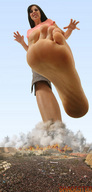 giantess crush mega black_hair destruction barefoot soles shadester point_of_view