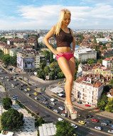 giantess panties blonde playful high_heels evil legs platforms
