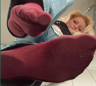giantess crush blonde long_hair soles socks glass under_foot smelly smelly_socks point_of_view