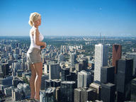 giantess crush city mega blonde destruction sandals legs shorts