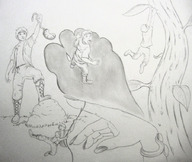 drawing giantess feet monochrome barefoot anime hand dragonesslife pencil_drawing jack_and_the_beanstalk