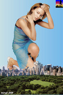 giantess collage destruction red_hair sandals lingerie