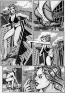 drawing giantess feet manga monochrome swimsuit destruction high_heels anime hand face kat