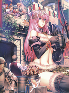 drawing gentle giantess color anime pink_hair belly