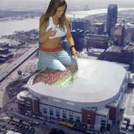 giantess city destruction jeans brunette stadium looking_down crowds