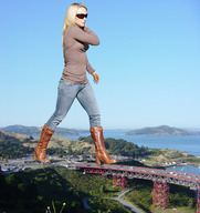 giantess collage mega bridge destruction clothed jeans wonderslug boots foot_crush sunglasses vehicles vehicle_crush hayden_panettiere