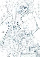 breasts drawing giantess nude monochrome futanari destruction penis buildings orgasm building_sex