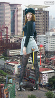 giantess city helicopter climbing asian streets looking_back looking_at_helicopter