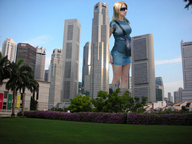 giantess collage city blonde shorts sunglasses bag