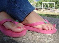 micro feet shrunken_men sandals shrunken_man pink_nails flip_flops