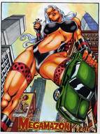 breasts drawing giantess white_hair mega handheld anime poster point_of_view attack_of_the_50_foot_woman