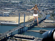 giantess collage city mega long_hair rampage skirt high_heels brunette freeway