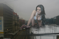 breasts giantess collage swimsuit rampage bra hand bus